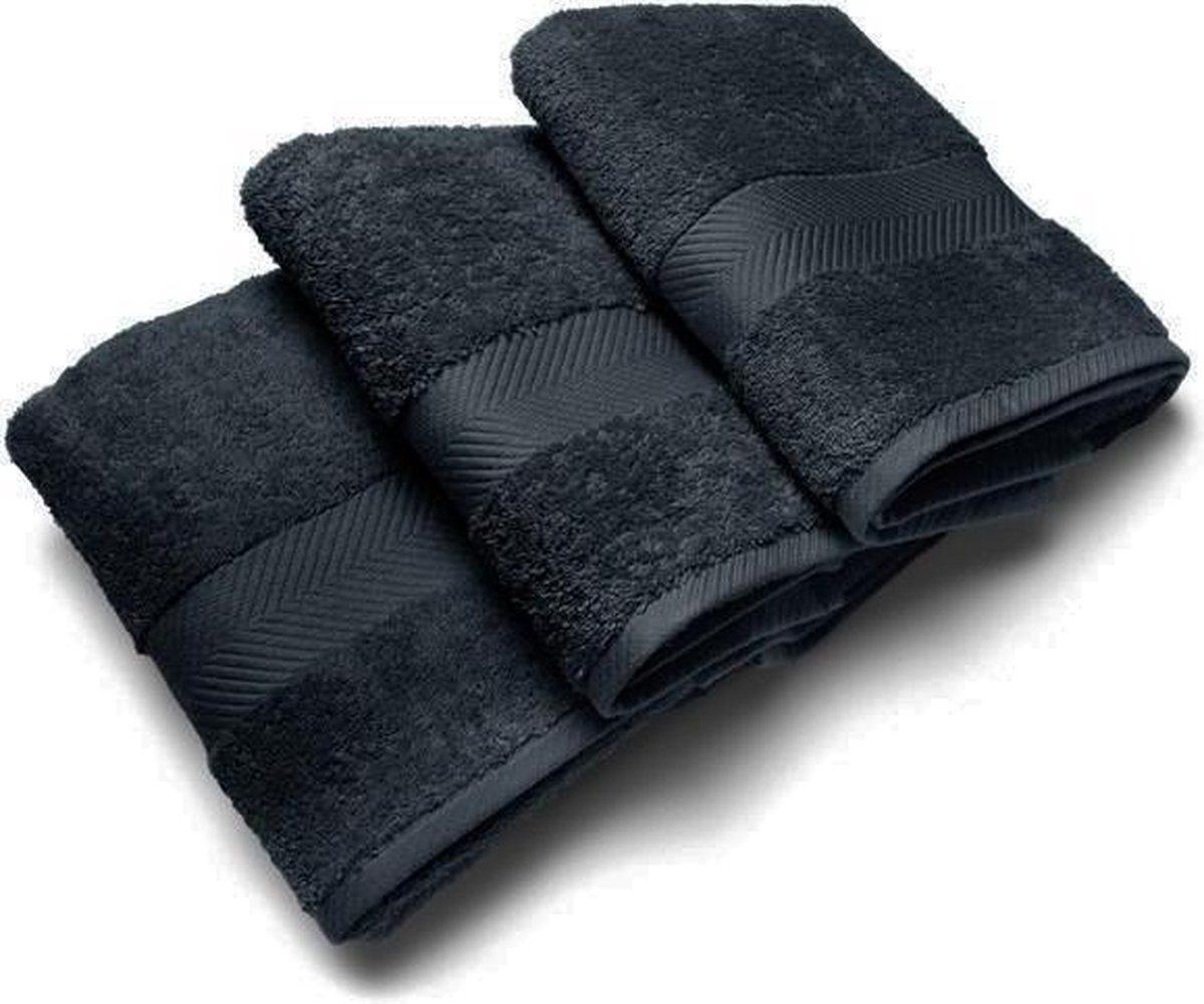 Casilin Royal Touch - Handdoek - Zwart - 40 x 70 cm - Set van 3