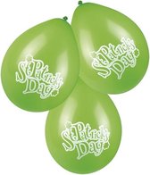 6x St Patricks Day ballonnen 25 cm - Groene versiering/decoratie ballonnen klaver en St. Patricksday tekst
