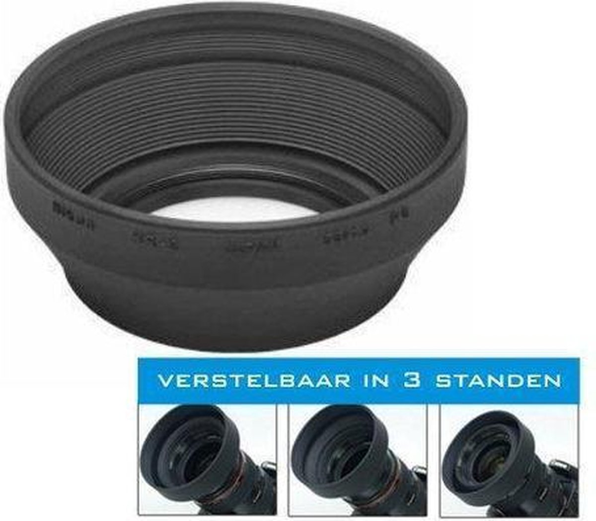 58mm Universele Zonnekap / Lenshood (Rubber) / UwCamera Huismerk