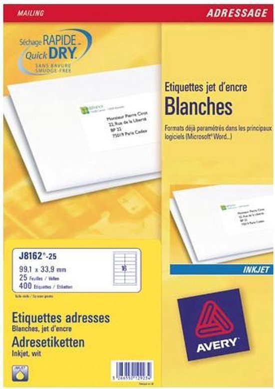 Avery J816225 adreslabels