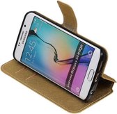 Goud Samsung Galaxy S6 Edge TPU wallet case - telefoonhoesje - smartphone cover - beschermhoes - book case - booktype cover HM Book