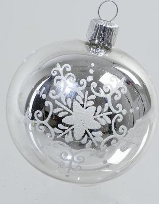 Glazen kerstballen bewerkt -zilver | bol.com