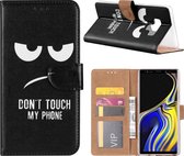 Don't Touch My Phone Boekmodel Hoesje Samsung Galaxy Note 9 - Zwart