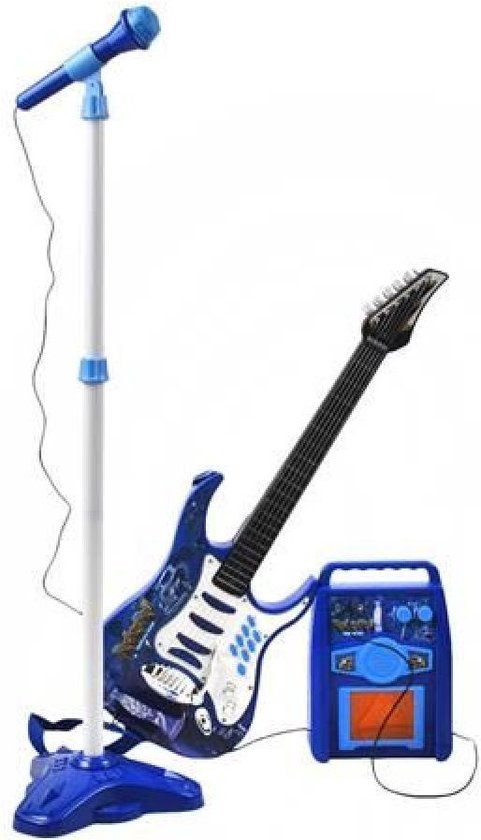 Elektrische gitaar speelgoed set Microfoon Amp - Blauw | bol.com