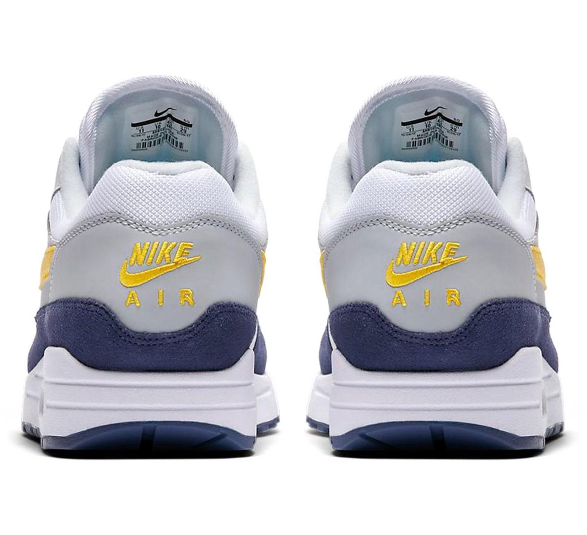 Nike Air Max 1 Sneakers - Maat 42.5 - Mannen - wit/blauw/geel | bol.com