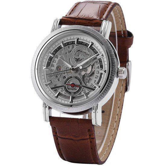 lengte Geef energie Syndicaat bol.com | Winner mechanisch skeleton horloge 40mm - bruin