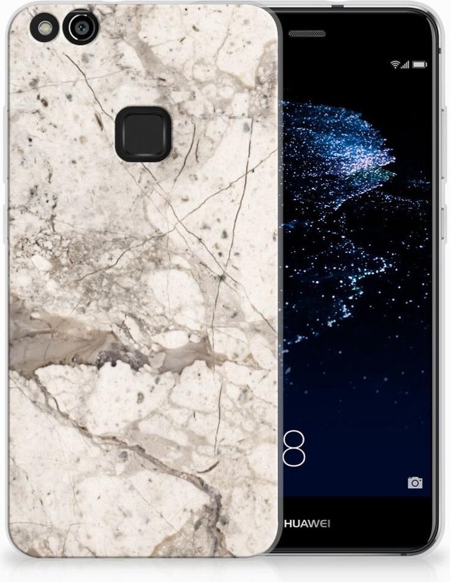 Huawei P10 Lite TPU Siliconen Hoesje Marmer Beige