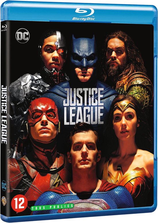 De cast van Justice League staat op de hoes. Batman, Aquaman, Cyborg, The Flash, Wonder Woman en Superman.