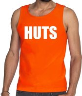 HUTS tekst tanktop / mouwloos shirt oranje heren - heren shirt HUTS L