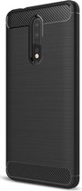 Shop4 - Nokia 8 Hoesje - Zachte Back Case Brushed Carbon Zwart