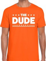 The Dude tekst t-shirt oranje heren - heren shirt The Dude - oranje kleding XL