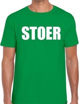 Stoer tekst t-shirt groen heren S