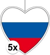 5x Hangdecoratie hart Rusland14 cm - Russische vlag WK landen versiering