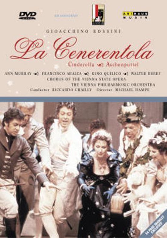 DVD hoes met titel La Cenerentola en afbeelding van opera cast in kostuums.