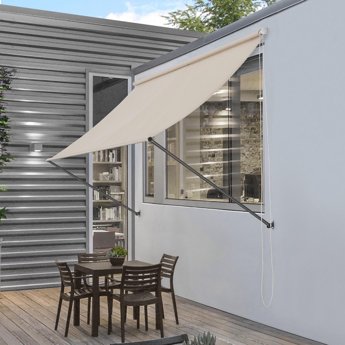 Bol.com Luifel markies uitvalscherm zandkleur 200x120 cm aanbieding