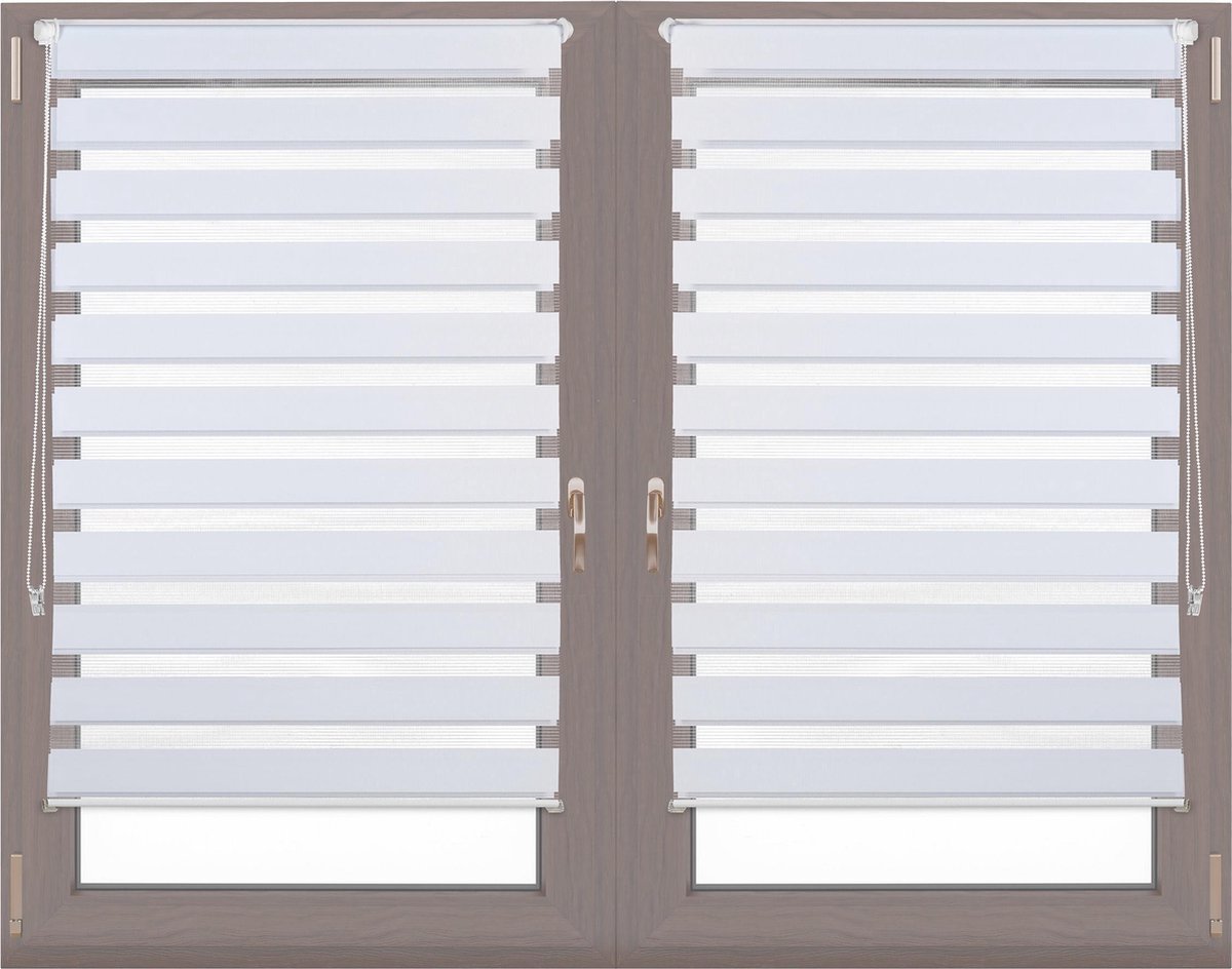 Relaxdays 2x duo rolgordijn - lichtdoorlatend - zonder boren – 85 x 150 cm - wit