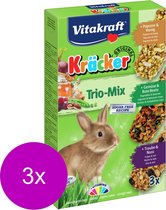 Vitakraft Konijn Kracker 3in1 - Konijnensnack - 3 x Musli&Groente&Popcorn