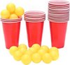 Afbeelding van het spelletje Bierpong Set - Beerpong - Drankspelletje - Drank Cups - 24 Bekers - 24 Ballen - Drankspel - Red Cups - Feestspel