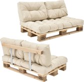 [en.casa]® Palletbank - tweezitsbank - pallet sofa beige