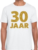 30 jaar goud glitter verjaardag/jubileum kado shirt wit heren XL