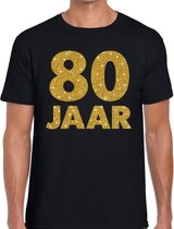 80 jaar goud glitter verjaardag t-shirt zwart heren - verjaardag / jubileum shirts M