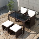 Tuinset bruin poly rattan 11-delig  (incl. Fleecedeken)