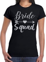 Bride Squad Cupido zilver glitter t-shirt zwart dames S