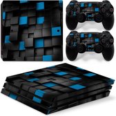 PS4 Pro Sticker Blue Cubes - 1 Console Skin + 2 Controller Skins