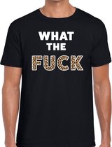 What the Fuck tijgerprint tekst t-shirt zwart heren L