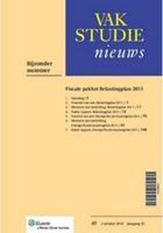 Cover van het boek 'Vakstudie Nieuws afl 49. belastingplan 2011'