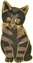 Behave® Broche poes kat kitten zwart paars emaille