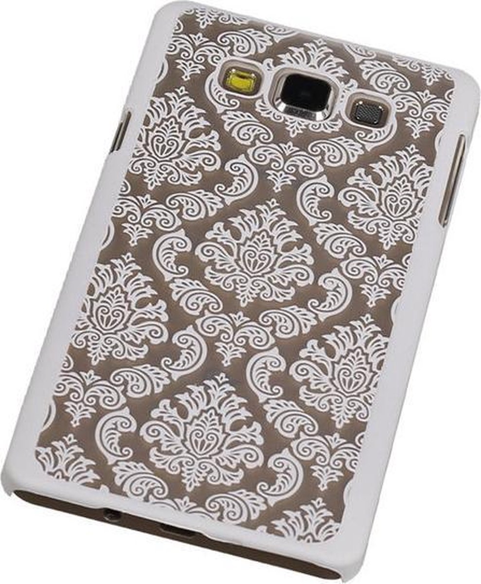 Samsung Galaxy A7 Hardcase Brocant Vintage Wit - Back Cover Case Bumper Hoesje