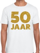 50 Jaar glitter verjaardag t-shirt wit heren S
