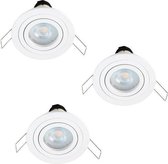 LED inbouwspot Coblux - wit - set 3 inbouwspots GU10 - inbouwspotje - downlights - plafondspots - 15 watt - rond - dimbaar - kantelbaar - richtbaar - 230V - IP20 - warmwit