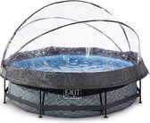 Bol.com EXIT Stone zwembad ø300x76cm met filterpomp en overkapping - grijs aanbieding