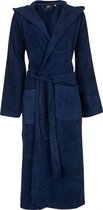 Unisex badjas marineblauw - badstof katoen - sauna badjas capuchon- maat XS
