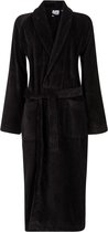 Unisex badjas zwart - velours katoen - zwarte badjas sjaalkraag - maat XS