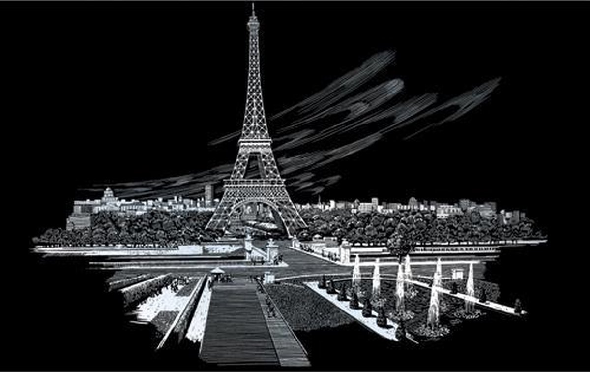Silver Foil Engraving Art A3 - Eiffel Tower