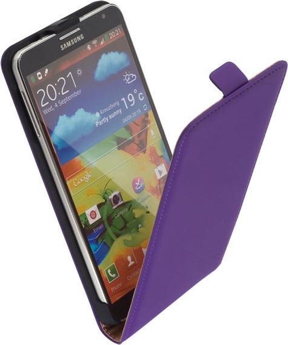 LELYCASE Flip Case Lederen Hoesje Samsung Galaxy Note 3 Lila