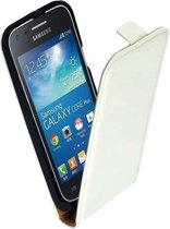 LELYCASE Wit Lederen Flip Case Cover Cover Samsung Galaxy Core Plus