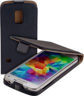 LELYCASE Eco Leather Flip Case Hoesje Samsung Galaxy S5 Mini Zwart