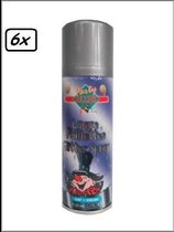 6x Haarspray glitterzilver 125 ml