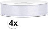 4x Satijnen sierlinten wit 12 mm