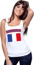 Singlet shirt/ tanktop Franse vlag wit dames M