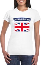 T-shirt met Groot Brittannie/ Engelse vlag wit dames S