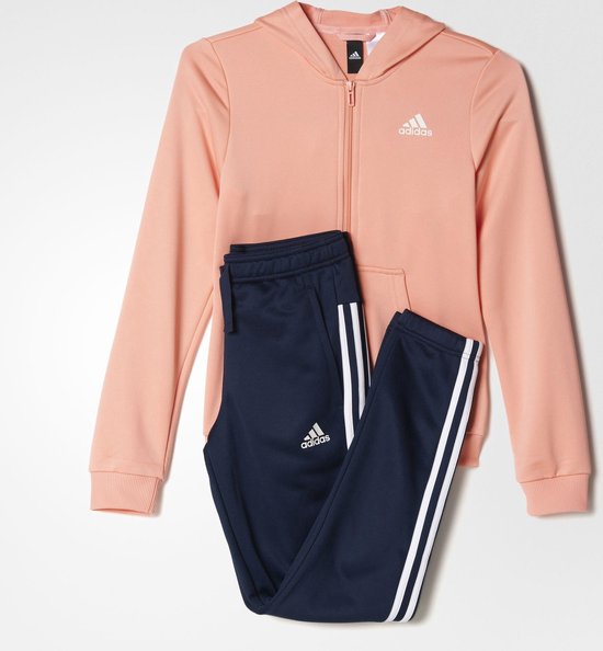 adidas - YG Hood PES TS - Trainingspak - Meisjes - Mango/Blauw - maat 140 |  bol.com