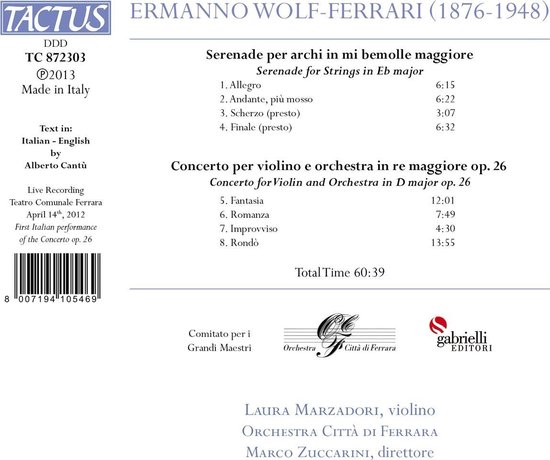 Laura Marzadori, Orchestra Città di Ferrara, Marco Zuccarini - Wolf-Ferrari:  Serenade... | bol.com