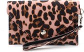 Dielay - Clutch Panter / Luipaard - 17x10 cm - Oud Roze