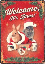 Kerst waakbord metaal konijnen en cavia's