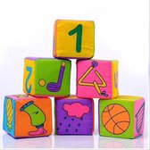Zachte vierkant blokken | 6 stuks | 7cm x 7cm | Baby speelgoed | Kidzstore.eu